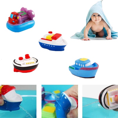 DQTYE 6Pcs Bath Toy Floating Boats, Baby Soft Squirt Bathing Toys Bathtub Cartoon PU Rubber Ship Water Game Learning Educational Toy For Kids Toddlers