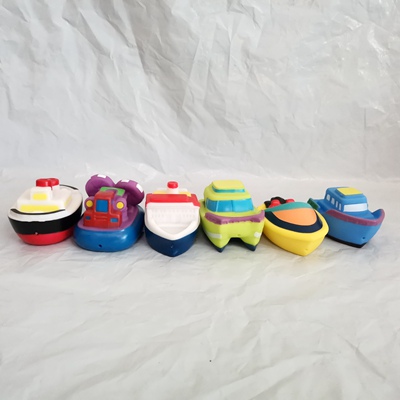 DQTYE 6Pcs Bath Toy Floating Boats, Baby Soft Squirt Bathing Toys Bathtub Cartoon PU Rubber Ship Water Game Learning Educational Toy For Kids Toddlers