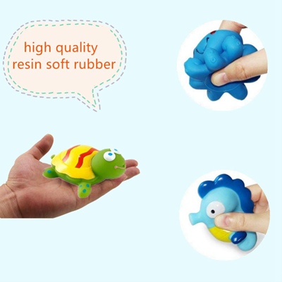 DQTYE 6Pcs Bath Toy Floating Sea Animal, Baby Soft Squirt Bathing Toys Bathtub Cartoon PU Rubber Water Game Baby Floating Bath Toys For Kids Toddlers