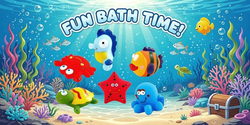 DQTYE 6Pcs Bath Toy Floating Sea Animal, Baby Soft Squirt Bathing Toys Bathtub Cartoon PU Rubber Water Game Baby Floating Bath Toys For Kids Toddlers